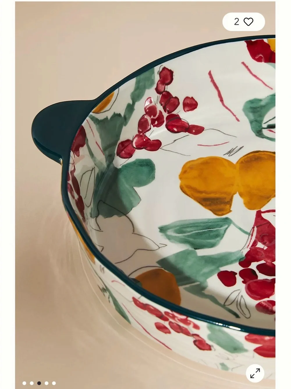 Anthropologie Holly and Pear Pie Dish